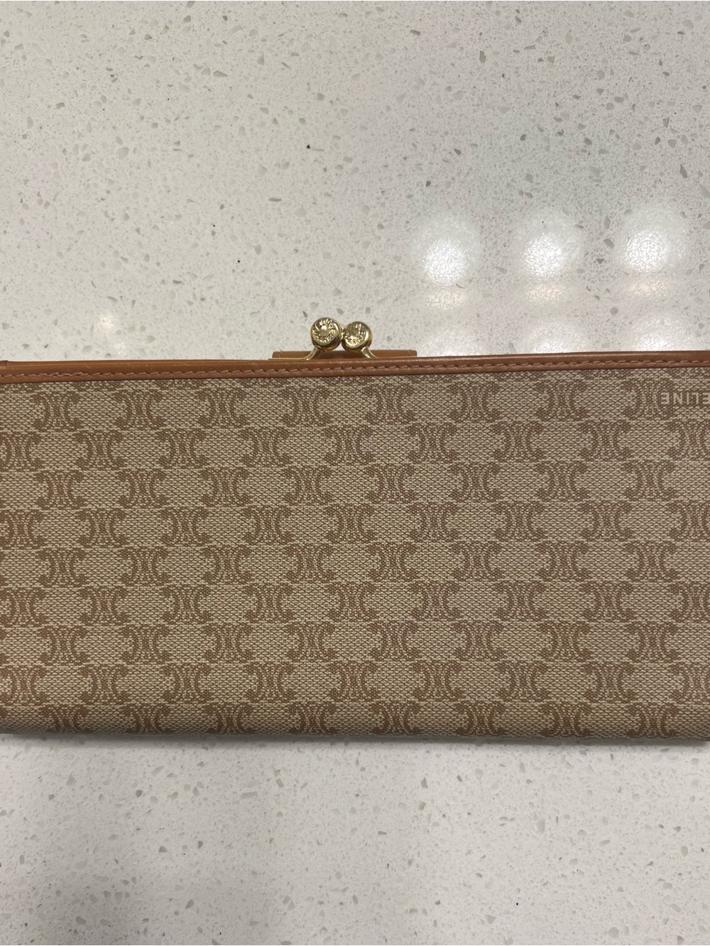 Celine Brown Triomphe Monogram with Gold Accent. Passport/Checkbook - Picture 6 of 6